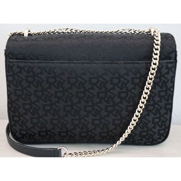 DKNY R313FE83 Women's Black Cleo Jacquard Print Chain Strap Shoulder Bag - Picture 2 of 16